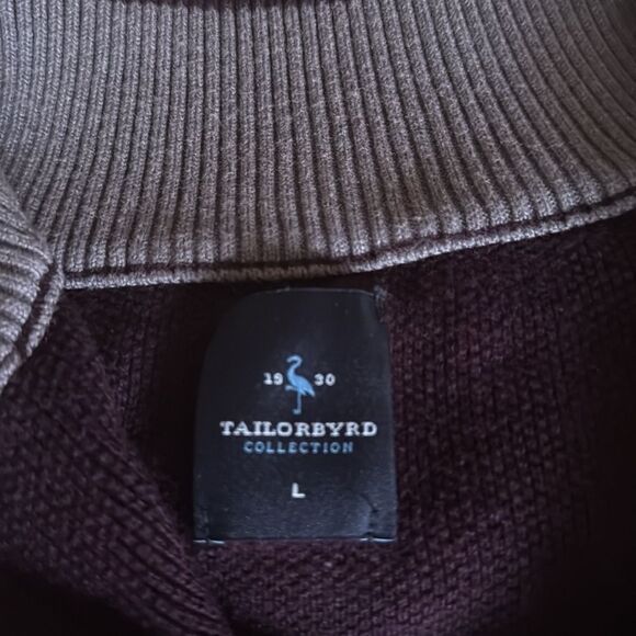 Tailorbyrd Mens Luxe 1/4 Zip Mock Neck Pullover  Burgundy Sweater. Size Large. - Picture 6 of 8
